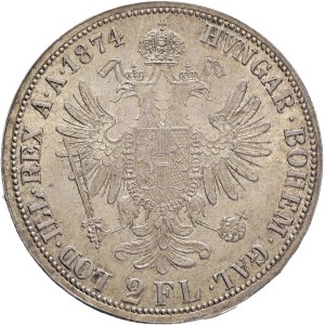 FRANCIS JOSEPH I. 1848-1916 2 Gulden 1874 Vienna, KM#2233, Ag.900 24,72g, 36mm,