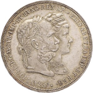 FRANCIS JOSEPH I. 1848-1916 2 Gulden 1879 Vienna, X#M5, Ag.900 24,75g, 36mm, Silver Wedding Jubilee