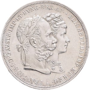 FRANCIS JOSEPH I. 1848-1916 2 Gulden 1879 Vienna, X#M5, Ag.900 24,87g, 36mm, Silver Wedding Jubilee