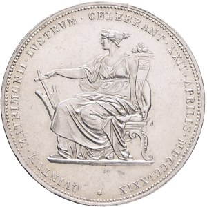 FRANCIS JOSEPH I. 1848-1916 2 Gulden 1879 Vienna, X#M5, Ag.900 24,87g, 36mm, Silver Wedding Jubilee