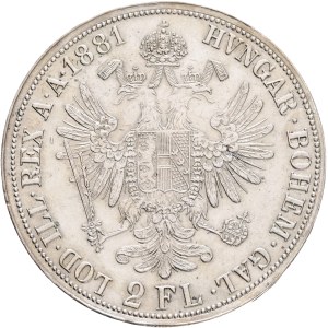 FRANCIS JOSEPH I. 1848-1916 2 Gulden 1881 KM#2233, Ag.900 24,71g 36mm, cleaned