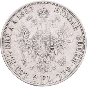 FRANCIS JOSEPH I. 1848-1916 2 Gulden 1881 KM#2233, Ag.900 24,71g 36mm, cleaned