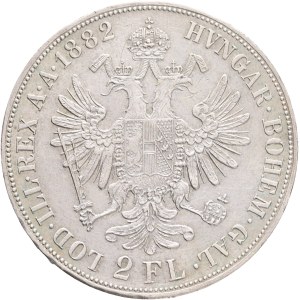 FRANCIS JOSEPH I. 1848-1916 2 Gulden 1882 Vienna, KM#2233, Ag.900 24,72g, 36mm,