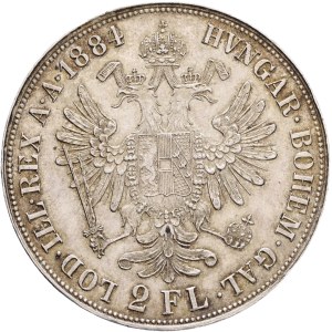 FRANCIS JOSEPH I. 1848-1916 2 Gulden 1884 Vienna Silver Ag. 900 24,76g 36/2mm , KM#233