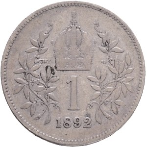 FRANCIS JOSEPH I. 1848-1916 1 Corona 1892, KM#2804 Ag.835 4,86g, 23/1,5mm, Vienna, RR!