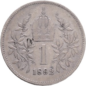 FRANCIS JOSEPH I. 1848-1916 1 Corona 1892, KM#2804 Ag.835 4,86g, 23/1,5mm, Vienna, RR!