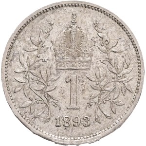 FRANCIS JOSEPH I. 1848-1916 1 Corona 1893, KM#2804 Ag.835 5,06g, 23/1,5mm, Vienna