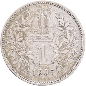 FRANCIS JOSEPH I. 1848-1916 1 Corona 1907, KM#2804 Ag.835 4,93g, 23/1,5mm, Vienna