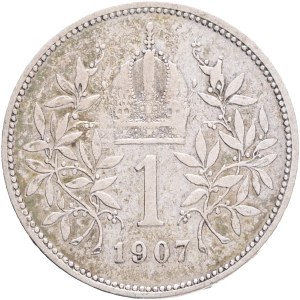 FRANCIS JOSEPH I. 1848-1916 1 Corona 1907, KM#2804 Ag.835 4,93g, 23/1,5mm, Vienna