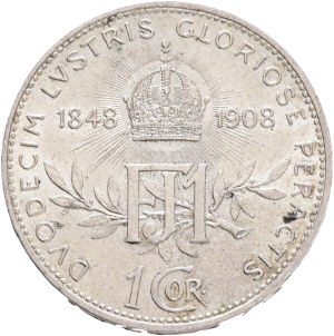 FRANCIS JOSEPH I. 1848-1916 1 Corona 1908, Reign FJI. KM#2808 Ag.835 5g, 23/1,5mm Vienna