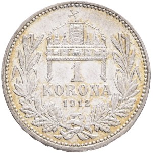 FRANCIS JOSEPH I. 1848-1916 1 Corona 1912 KB, KM#492, ÉH#1495 Ag.835 5,02g, 23/1,5mm, Kremnica