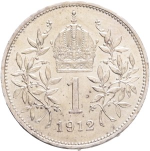 FRANCIS JOSEPH I. 1848-1916 1 Corona 1912, KM#2820 Ag.835 5,0g, 23/1,5mm, Vienna patina