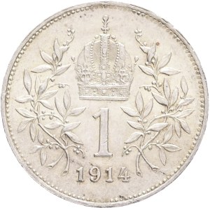 FRANCIS JOSEPH I. 1848-1916 1 Corona 1914, KM#2820 Ag.835 5,02g, 23/1,5mm, Vienna patina