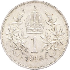 FRANCIS JOSEPH I. 1848-1916 1 Corona 1914, KM#2820 Ag.835 5,02g, 23/1,5mm, Vienna patina