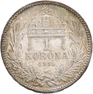 FRANCIS JOSEPH I. 1848-1916 1 Corona 1915 KB, KM#492, ÉH#1495 Ag.835 4,93g, 23/1,5mm, Kremnica , patina