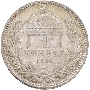 FRANCIS JOSEPH I. 1848-1916 1 Corona 1915 KB, KM#492, ÉH#1495 Ag.835 4,97g, 23/1,5mm, Kremnica , patina