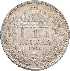 FRANCIS JOSEPH I. 1848-1916 1 Corona 1915 KB, KM#492, ÉH#1495 Ag.835 4,97g, 23/1,5mm, Kremnica , patina