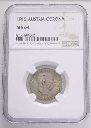 FRANCIS JOSEPH I. 1848-1916 1 Corona 1915, KM#2820 Ag.835 4,97g, 23/1,5mm, Vienna NGC 8236199-012