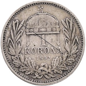 FRANCIS JOSEPH I. 1848-1916 1 Corona KB 1892 KM#484, ÉH#1495 Ag.835 4,95g, 23/1,5mm Kremnica , groove