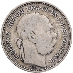 FRANCIS JOSEPH I. 1848-1916 1 Corona KB 1892 KM#484, ÉH#1495 Ag.835 4,95g, 23/1,5mm Kremnica , groove