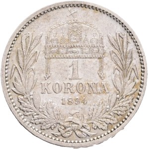 FRANCIS JOSEPH I. 1848-1916 1 Corona KB 1894 KM#484, ÉH#1495 Ag.835 4,95g, 23/1,5mm Kremnica
