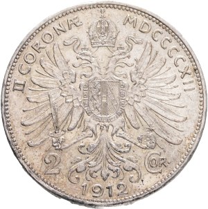 FRANCIS JOSEPH I. 1848-1916 2 Corona 1912 , KM#2821 Ag.835 10,02g, 27,1/2mm, Vienna