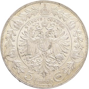 FRANCIS JOSEPH I. 1848-1916 5 Corona 1900, KM#2807 Ag.900 24,07g 36/2,6mm Vienna