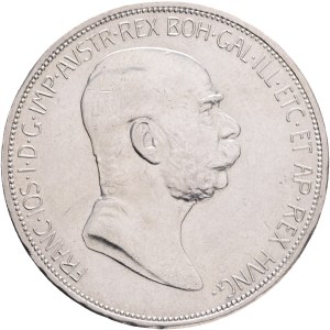 FRANCIS JOSEPH I. 1848-1916 5 Corona 1908, mintage for the anniversary of 60. years on the throne, KM#2809 Ag.900 24,05g 36mm