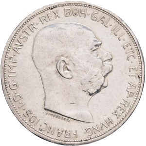 FRANCIS JOSEPH I. 1848-1916 5 Corona 1909, Schwartz, KM#2813 Ag.900 24,04g 36/2,6mm, Vienna , cleaned
