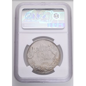 FRANCIS JOSEPH I. 1848-1916 5 Corona 1906 KB, KM#488, ÉH#1492 Ag.900 24g 36/2,6mm, Kremnica RRR! NGC 5780912-003