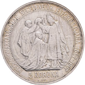 FRANCIS JOSEPH I. 1848-1916 5 Corona 1907 K.B.Kremnica, 40th Anniversary of the Coronation FJI. King of Hungary, KM#489, ÉH#1493 Silver Ag.900 23,99g 36/2,6mm, Edge !BIZALMAM AZ ŐSI ERÉNYBEN