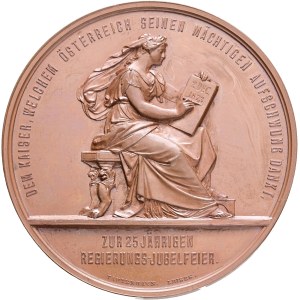 FRANCIS Joseph I. Medal 1873 25th Anniversary of the Reign of FJI. Vienna Anton Scharff, Bronze 60,78 g 55mm, Hauser 1# 863 var.
