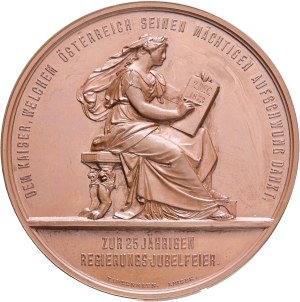 FRANCIS Joseph I. Medal 1873 25th Anniversary of the Reign of FJI. Vienna Anton Scharff, Bronze 60,78 g 55mm, Hauser 1# 863 var.
