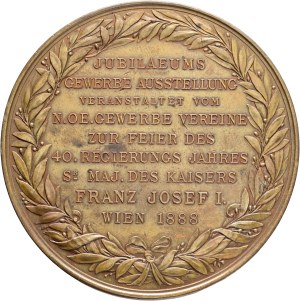 FRANCIS JOSEPH I. 1848-1916 Commemorating the Jubilee Trade Exhibition in Lower Austria in Vienna. 1888 was the 40th year of Franz Joseph I's reign (he became Emperor in 1848), so the trade exhibition was part of the jubilee celebrations. Vienna, as the i