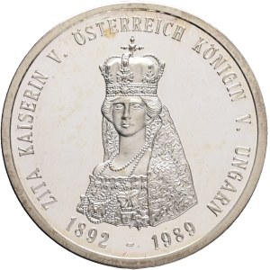 Austria Ag Medal ZITA KAISERIN von 'ÖSTEREICH-KÖNIGIN Hungary 1898-1989 , Ag 999, 19,76g 34mm