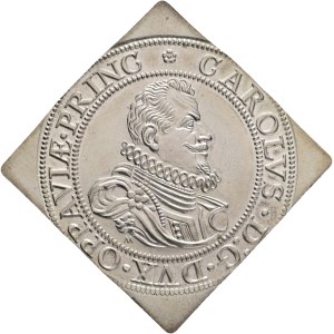 LIECHTENSTEIN Thalerklippe 1619 M KARL I. Silberklippe Official Restrike 1968 Munich company Motek Horowitz & co.