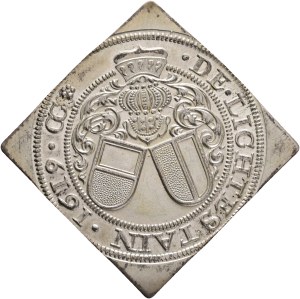 LIECHTENSTEIN Thalerklippe 1619 M KARL I. Silberklippe Official Restrike 1968 Munich company Motek Horowitz & co.