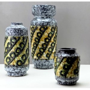 Zestaw trzech ceramicznych wazonów z serii Fat Lava - Niemcy - lata 70-te