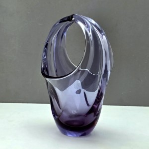M. Klinger Železnobrodské sklo basket vase - 1960s BOHEMIA