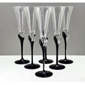 Set of six crystal champagne glasses - Bohemia Glass