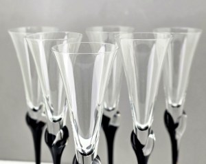 Set of six crystal champagne glasses - Bohemia Glass