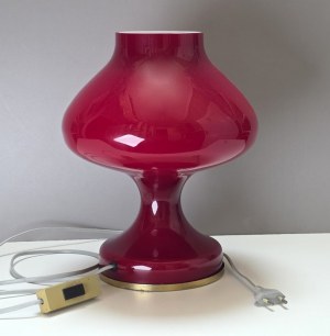 Large red glass table lamp - design - Karel Volf for OPP Jihlava - Czechoslovakia - 1970s.