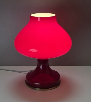 Large red glass table lamp - design - Karel Volf for OPP Jihlava - Czechoslovakia - 1970s.