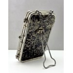 Kryształowe lusterko podróżne , barberskie tzw. Trifold z łańcuszkiem i stojakiem - Czechosłowacja lata 30-te