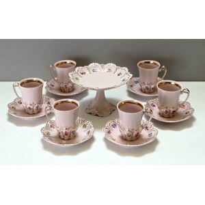 Coffee set for 6 persons in pink porcelain HC Chodov - Czechoslovakia 1970s