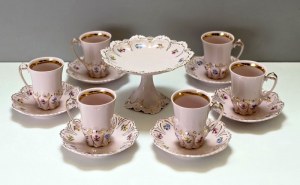 Coffee set for 6 persons in pink porcelain HC Chodov - Czechoslovakia 1970s