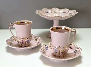Coffee set for 6 persons in pink porcelain HC Chodov - Czechoslovakia 1970s