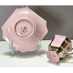 Pair of silver-plated mocha cups - pink porcelain - tête-à-tête 1970s