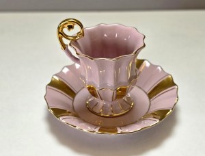 Pink porcelain -Mocha cup - by Thun - Czech Republic 1990s