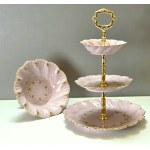 Komplet pater z różowej porcelany - firmy Leander - Czechy lata 90-te